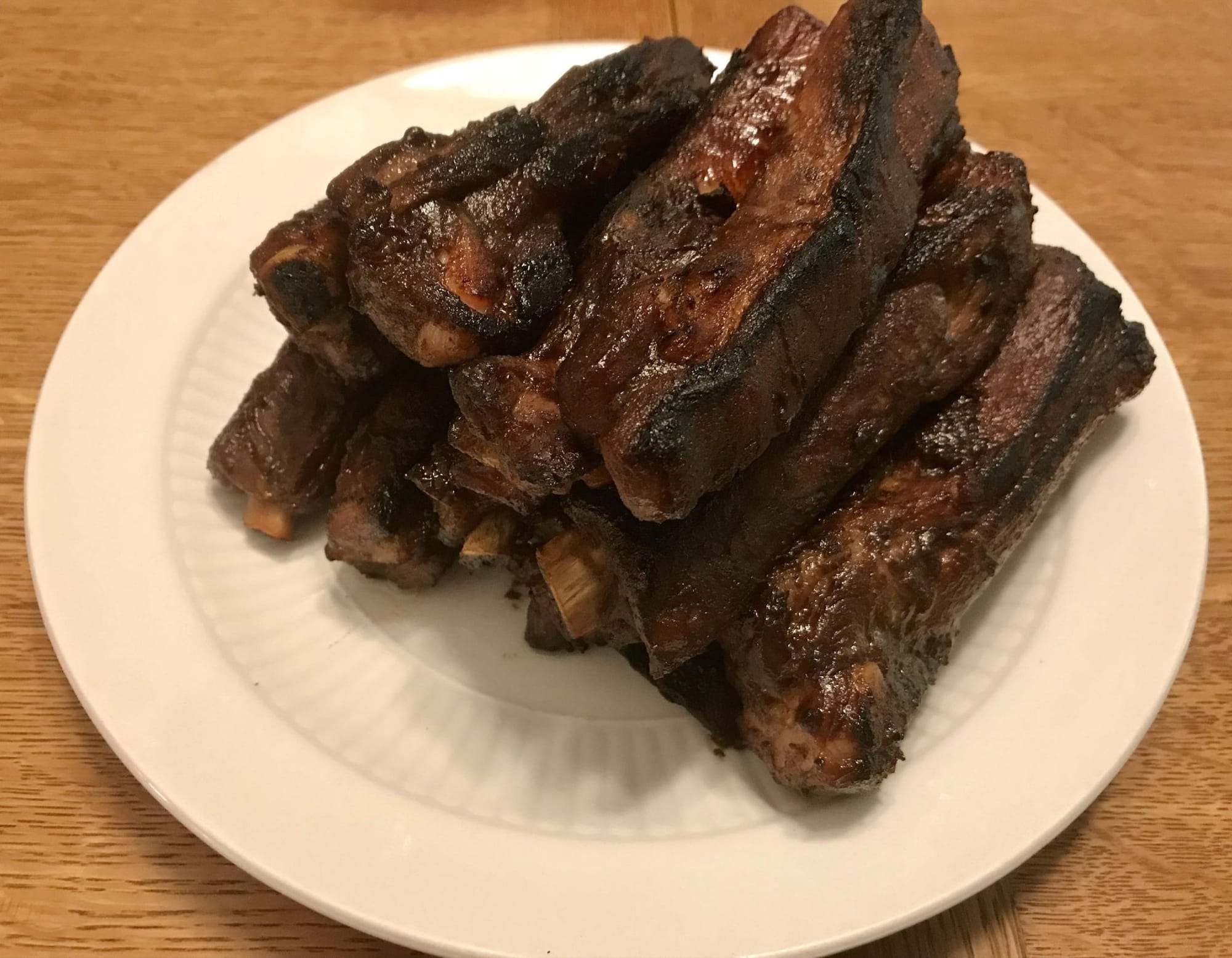 Photo of char siu glazed ribs.